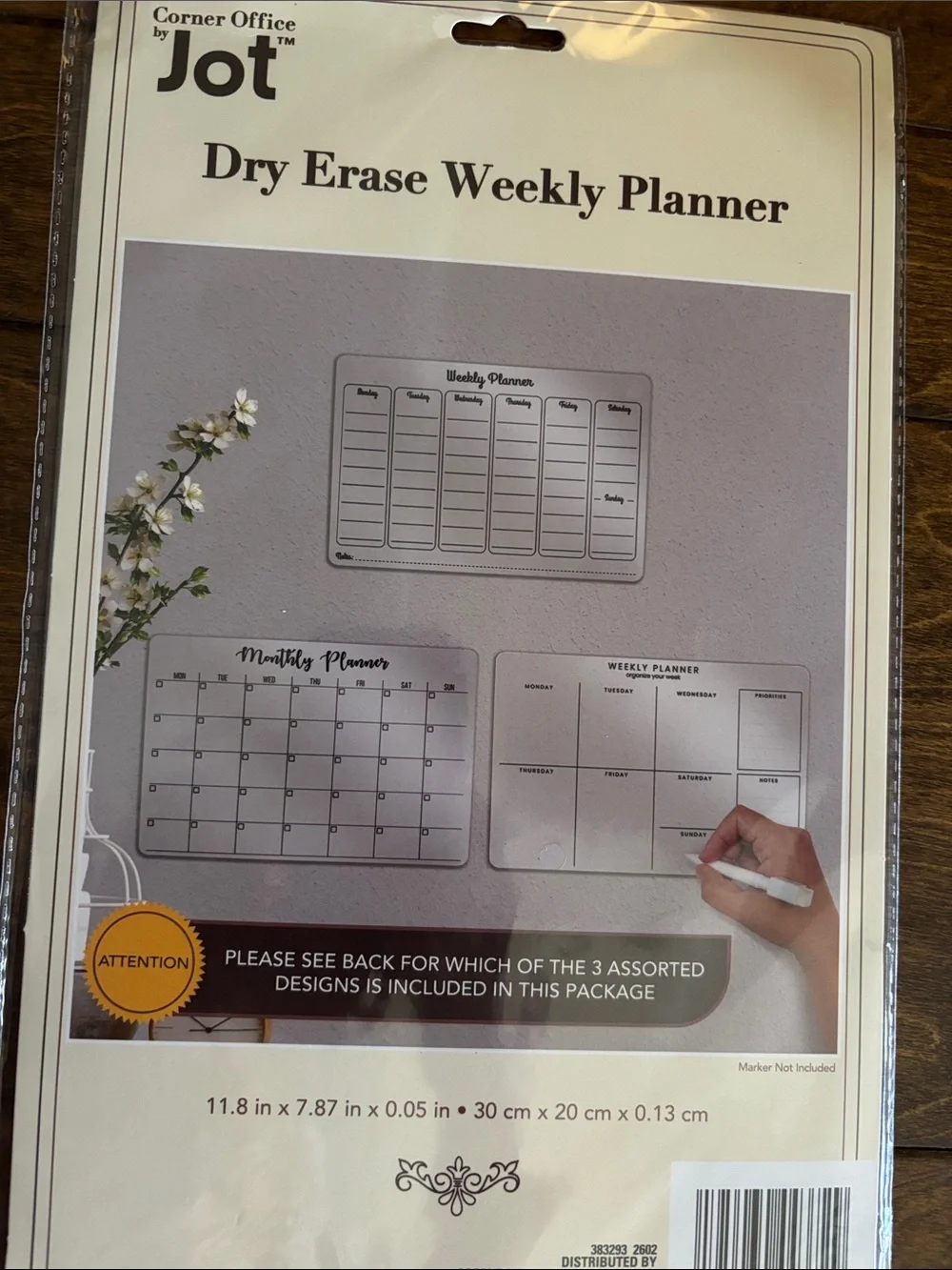 Whiteboard Planner & Mini Dry Erase Markers - 4 Pack (Black, Blue, Red, Green)